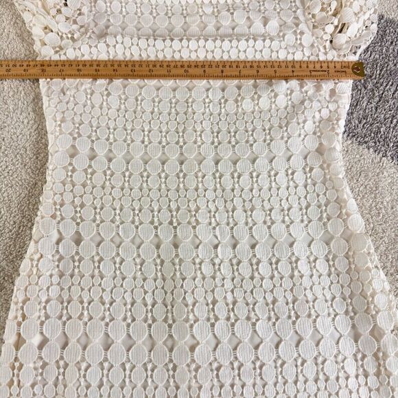 Lauren Ralph Lauren Dress womens size 8 cushion cut Lace white Geometric sheath - Picture 6 of 11